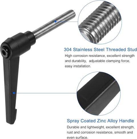 uxcell 4 قطع مقابض ذراع التثبيت، M10 × 35 مم 304 مسمار ذكر ملولب من الفولاذ المقاوم للصدأ، مقابض قابلة للتعديل قفل مقابض زر ضغط السقاطة سريعة الفك، أسود in Kuwait