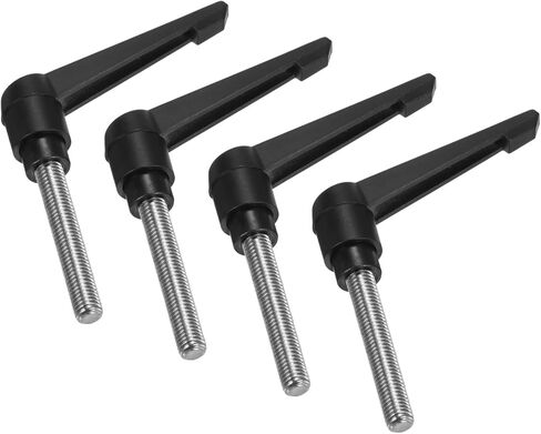 uxcell 4 قطع مقابض ذراع التثبيت، M10 × 35 مم 304 مسمار ذكر ملولب من الفولاذ المقاوم للصدأ، مقابض قابلة للتعديل قفل مقابض زر ضغط السقاطة سريعة الفك، أسود in Kuwait