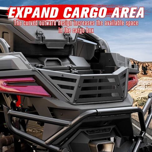 A & UTV PRO باب خلفي لغطاء السرير من أجل Polaris RZR Pro R/Pro R 4 2022 2023 2024، ملحقات موسع رف السرير الخلفي من الفولاذ شديد التحمل UTV، أسود in Saudi Arabia
