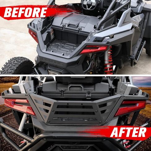A & UTV PRO باب خلفي لغطاء السرير من أجل Polaris RZR Pro R/Pro R 4 2022 2023 2024، ملحقات موسع رف السرير الخلفي من الفولاذ شديد التحمل UTV، أسود in Saudi Arabia
