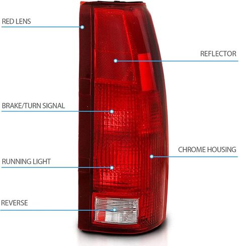 مصابيح هالوجين بديلة من AmeriLite OE لسيارة Chevy GMC c1500 C/K C10 Silverado Sierra Tahoe Yukon بليزر بالحجم الكامل - جانب السائق والراكب، مجموعة مصابيح السيارة، أحمر in Kuwait