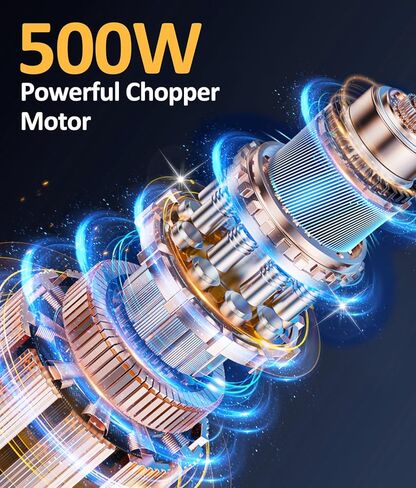 محضرة طعام صغيرة من كويوس مع وعاءين (8 أكواب + 8 أكواب) ومجموعتين من الشفرات ثنائية المستوى، مفرمة لحم كهربائية سعة 2 لتر للحوم/الخضار/الفواكه/المكسرات/أغذية الأطفال، 500 وات، وضعين للسرعة in Kuwait