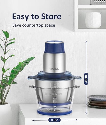 محضرة طعام صغيرة من كويوس مع وعاءين (8 أكواب + 8 أكواب) ومجموعتين من الشفرات ثنائية المستوى، مفرمة لحم كهربائية سعة 2 لتر للحوم/الخضار/الفواكه/المكسرات/أغذية الأطفال، 500 وات، وضعين للسرعة in Kuwait