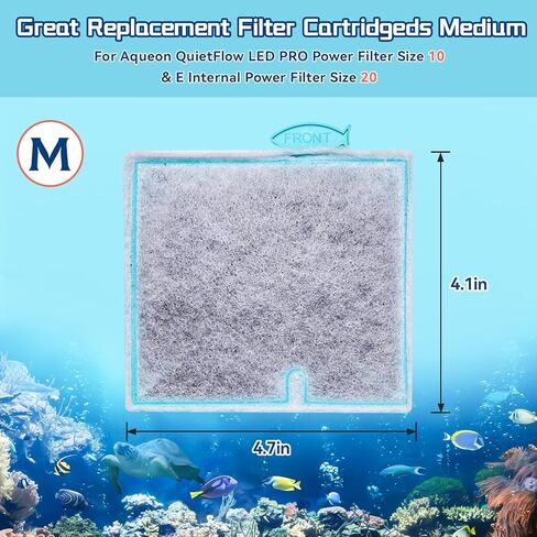 6 عبوات من خراطيش فلتر حوض السمك المتوسطة لمرشح الطاقة Aqueon LED PRO مقاس 10 وE مرشح الطاقة الداخلي مقاس 20 مع ملصق مجاني in Kuwait