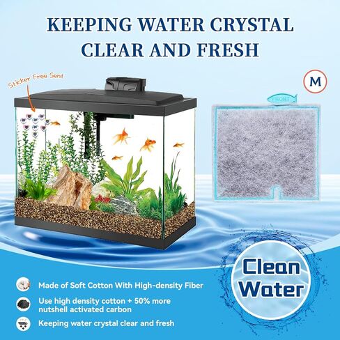 6 عبوات من خراطيش فلتر حوض السمك المتوسطة لمرشح الطاقة Aqueon LED PRO مقاس 10 وE مرشح الطاقة الداخلي مقاس 20 مع ملصق مجاني in Kuwait
