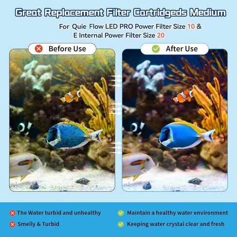 6 عبوات من خراطيش فلتر حوض السمك المتوسطة لمرشح الطاقة Aqueon LED PRO مقاس 10 وE مرشح الطاقة الداخلي مقاس 20 مع ملصق مجاني in Kuwait
