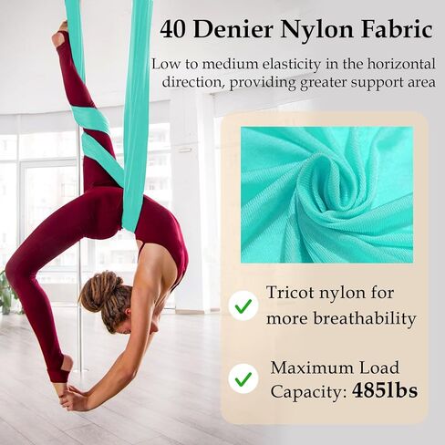 أرجوحة اليوغا الجوية 5.5 ياردة الحرير الجوي للمنزل قسط النايلون الحرير للجمباز اللياقة البدنية المضادة للجاذبية طقم الطيران تشمل الأجهزة in Kuwait