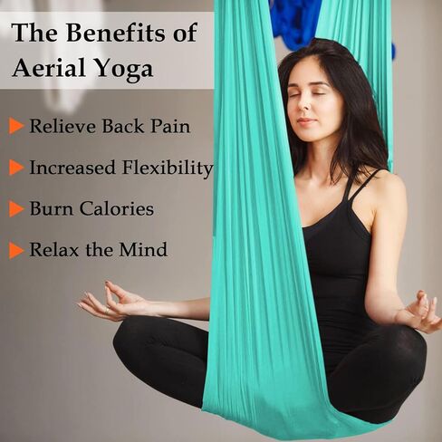 أرجوحة اليوغا الجوية 5.5 ياردة الحرير الجوي للمنزل قسط النايلون الحرير للجمباز اللياقة البدنية المضادة للجاذبية طقم الطيران تشمل الأجهزة in Kuwait