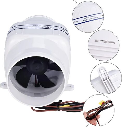 NovelBee Marine 24V Electric 4" in-Line Bilge Air Blower,270CFM in-Line Blower Exhaust Fan for Boat in Saudi Arabia