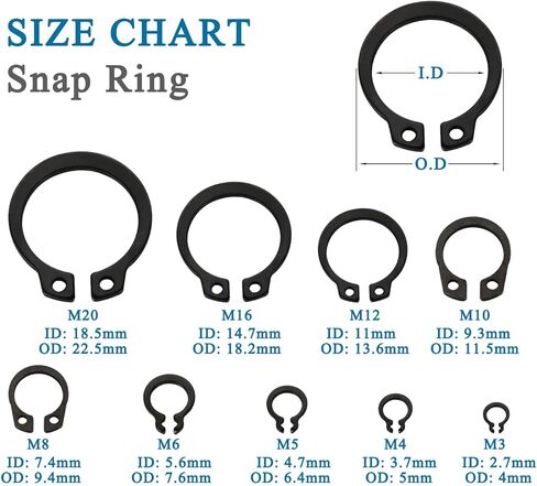 50 قطعة M4 E-Clip حلقة الاحتفاظ الخارجية، مشبك إحكام من الفولاذ الكربوني، من Kvohlum in Kuwait