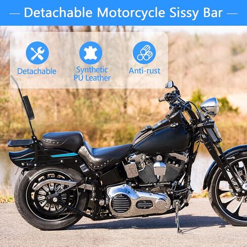 Motorcycle Sissy Bar Rear Passenger Seat Backrest, Chrome Detachable with Black Cushion Pad Compatible with Harley Sportster XL883 XL1200 2004-UP in Saudi Arabia