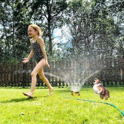 Water Sprinkler for Kids and Toddlers,Summer Yard Outdoor Water Play Toys with Rotating Spray Nozzles,Outside Splashing Lawn Game for Kids Ages 3 4 5 6 7 8 Boys Girls Pets,Attaches to Garden Hose in Saudi Arabia