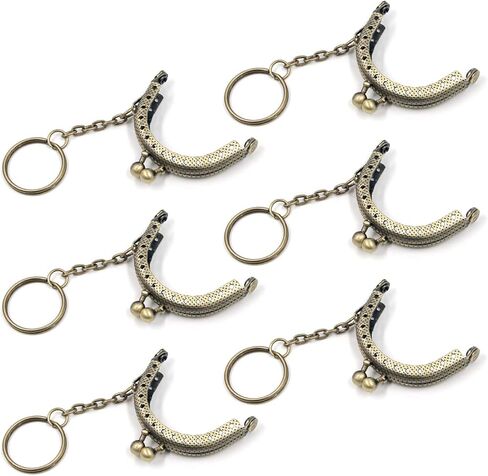 T Tulead Bronze Purse Kiss Lock Clasp Metal Coin Frame Clasp 2-Inch Retro Kiss Lock Frames Pack of 6 with Key Ring in Saudi Arabia