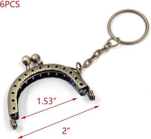 T Tulead Bronze Purse Kiss Lock Clasp Metal Coin Frame Clasp 2-Inch Retro Kiss Lock Frames Pack of 6 with Key Ring in Saudi Arabia