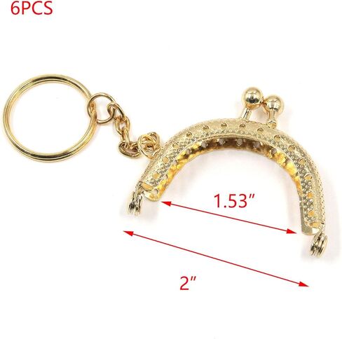 T Tulead Bronze Purse Kiss Lock Clasp Metal Coin Frame Clasp 2-Inch Retro Kiss Lock Frames Pack of 6 with Key Ring in Saudi Arabia