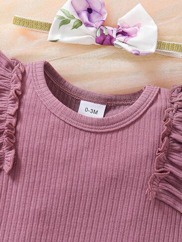 Newborn Baby Girl Summer Clothes Sleeveless Ruffle Romper and Shorts Set with Headband 0-18M in Saudi Arabia