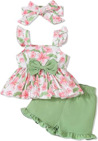 طفل رضيع الفتيات ملابس الصيف ملابس الرضع تانك قميص لطيف مجموعة السراويل in Kuwait