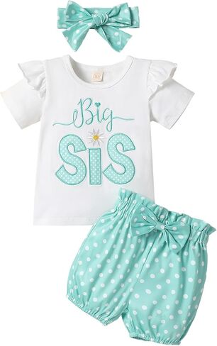 شقيقة مطابقة الزي قصيرة الأكمام BIG SIS قمم تي شيرت LIL SIS السروال القصير طفل الفتيات السراويل الملابس مجموعة in Saudi Arabia