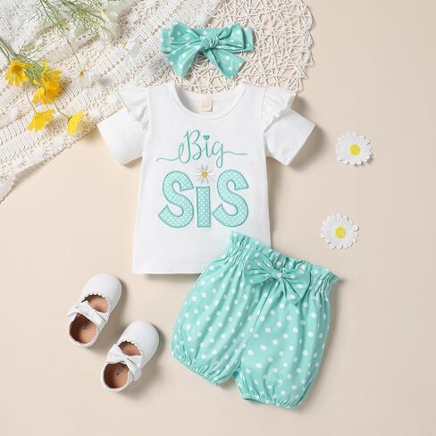 شقيقة مطابقة الزي قصيرة الأكمام BIG SIS قمم تي شيرت LIL SIS السروال القصير طفل الفتيات السراويل الملابس مجموعة in Saudi Arabia