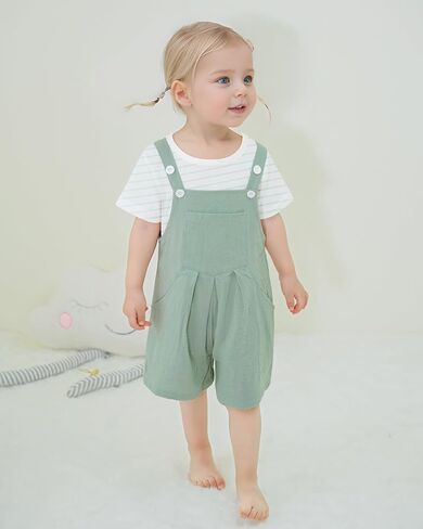 ZOEREA Toddler Girl Clothes, 2Pcs Baby Girl Outfits Spring/Summer Stripe/Floral T-Shirt+Bib Overall Shorts Clothing Set 1-5T in Saudi Arabia