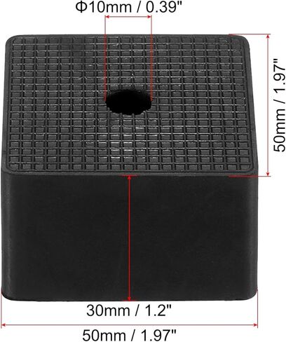 وسادات مطاطية مضادة للاهتزاز من باتيكل، 8 قطع من سجادات عزل الاهتزاز المربعة مع فتحة 1.97 بوصة × 1.97 بوصة × 1.2 بوصة لمجفف ضاغط الهواء لمكيف الهواء HVAC، أسود in Kuwait