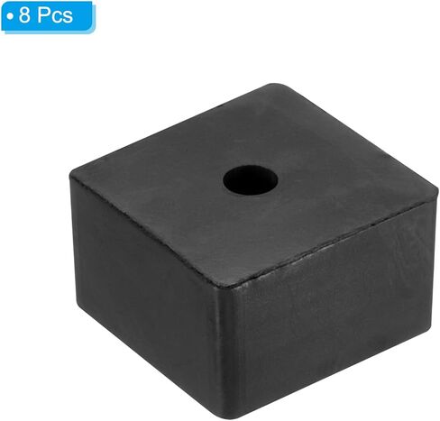 وسادات مطاطية مضادة للاهتزاز من باتيكل، 8 قطع من سجادات عزل الاهتزاز المربعة مع فتحة 1.97 بوصة × 1.97 بوصة × 1.2 بوصة لمجفف ضاغط الهواء لمكيف الهواء HVAC، أسود in Kuwait