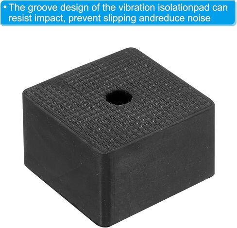 وسادات مطاطية مضادة للاهتزاز من باتيكل، 8 قطع من سجادات عزل الاهتزاز المربعة مع فتحة 1.97 بوصة × 1.97 بوصة × 1.2 بوصة لمجفف ضاغط الهواء لمكيف الهواء HVAC، أسود in Kuwait