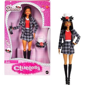 دمية توقيع Barbie و Clueless Dionne مع بدلة منقوشة بالأبيض والأسود ، والقبعة العليا ، وملحقات الهاتف الخليوي in Kuwait