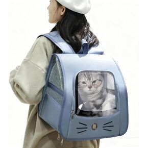 المسافر القابل للتنفس الشفافة على ظهر النقل للحيوانات الأليفة للسفر ، والمشي لمسافات طويلة ، والتسوق ، والطبيب البيطري (الأزرق) in Kuwait