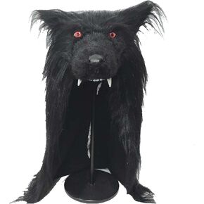Full Head Black Wolf Headgear,Realistic Furry Viking Wolf Head Hat Mask,Halloween Fursuit Wolfs Costume for Role-Play Party,Christmas,Masquerade,Scary Barbarian Cosplay Plush Headdress in Kuwait