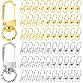60Pcs Metal Lobster Claw Clasps Silver Swivel Snap Keychain Hooks for Making DIY Crafts Lanyard Purse Bracelet Jewelry Making Accessories Fastener Hook Connector in Kuwait