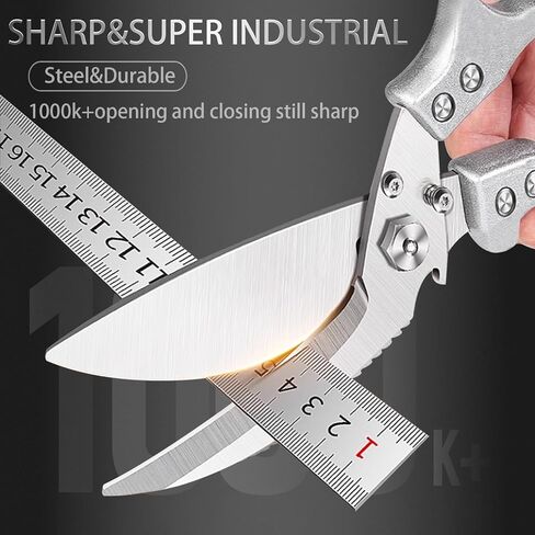 Professional Heavy Duty Kitchen Shears for Food – All in one Stainless Steel Chicken Shears Cut Bones, Meat, Fish Scales, Bottle Opener, Dishwasher Safe, Gift for Christmas Thanksgiving，Silver in Saudi Arabia