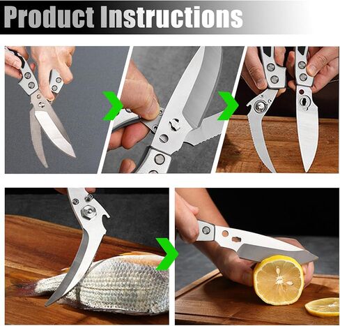 Professional Heavy Duty Kitchen Shears for Food – All in one Stainless Steel Chicken Shears Cut Bones, Meat, Fish Scales, Bottle Opener, Dishwasher Safe, Gift for Christmas Thanksgiving，Silver in Saudi Arabia