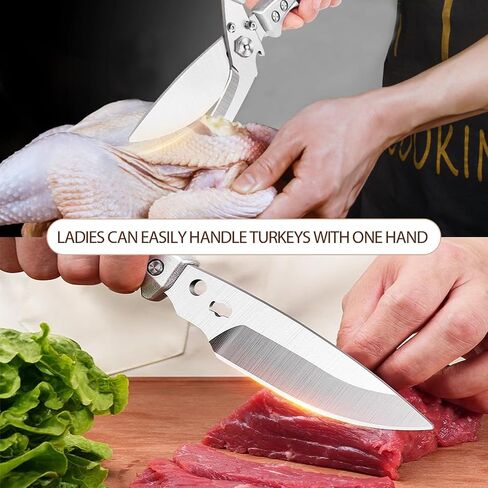 Professional Heavy Duty Kitchen Shears for Food – All in one Stainless Steel Chicken Shears Cut Bones, Meat, Fish Scales, Bottle Opener, Dishwasher Safe, Gift for Christmas Thanksgiving，Silver in Saudi Arabia