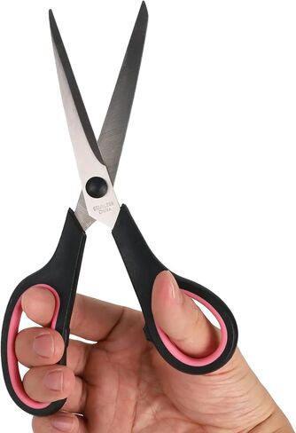 Koqye All Purpose Scissors 8.5 Inch Set of 2 - Pink & Black Craft Scissors for School, Office, Stainless Steel, Soft Comfort-Grip (Right/Left Hand) (Pink & Black) in Kuwait