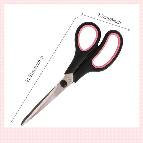 Koqye All Purpose Scissors 8.5 Inch Set of 2 - Pink & Black Craft Scissors for School, Office, Stainless Steel, Soft Comfort-Grip (Right/Left Hand) (Pink & Black) in Kuwait
