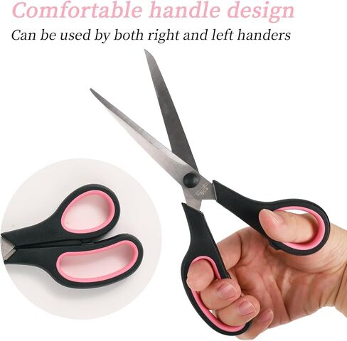 Koqye All Purpose Scissors 8.5 Inch Set of 2 - Pink & Black Craft Scissors for School, Office, Stainless Steel, Soft Comfort-Grip (Right/Left Hand) (Pink & Black) in Kuwait