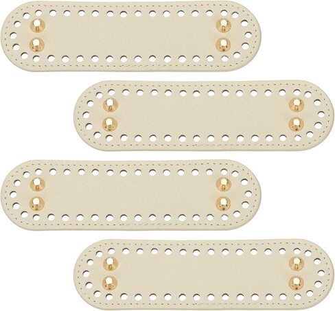 MECCANIXITY 4Pcs Crochet Bag Bottom, 2"x7.1" Oval Purse Bottom Leather Bag Bottom Shaper Pad with Holes Knitting Crochet Bag Cushion Base for DIY Handbag Purse Making Supplies, White in Saudi Arabia
