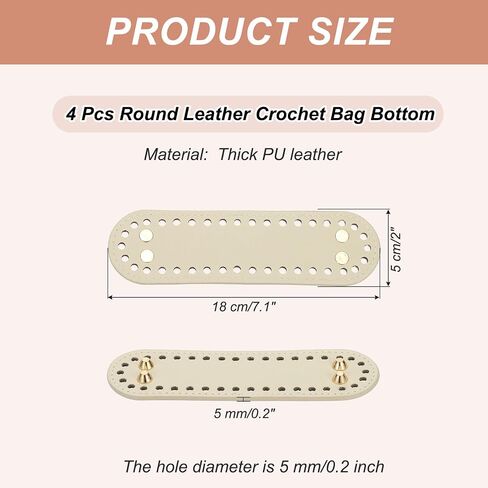MECCANIXITY 4Pcs Crochet Bag Bottom, 2"x7.1" Oval Purse Bottom Leather Bag Bottom Shaper Pad with Holes Knitting Crochet Bag Cushion Base for DIY Handbag Purse Making Supplies, White in Saudi Arabia