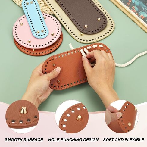 MECCANIXITY 4Pcs Crochet Bag Bottom, 2"x7.1" Oval Purse Bottom Leather Bag Bottom Shaper Pad with Holes Knitting Crochet Bag Cushion Base for DIY Handbag Purse Making Supplies, White in Saudi Arabia