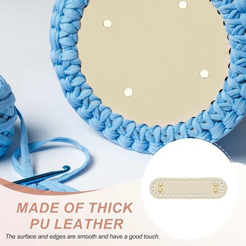 MECCANIXITY 4Pcs Crochet Bag Bottom, 2"x7.1" Oval Purse Bottom Leather Bag Bottom Shaper Pad with Holes Knitting Crochet Bag Cushion Base for DIY Handbag Purse Making Supplies, White in Saudi Arabia