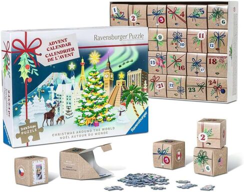 Ravensburger - تقويم Advent Puzzle Advent - 24 الألغاز المصغرة المصغرة مع 1000+ قطعة - مشاهد شتوية فريدة لمفاجآت عيد الميلاد اليومية - الجودة المتميزة - تتراوح أعمارهم بين 12+ in Saudi Arabia
