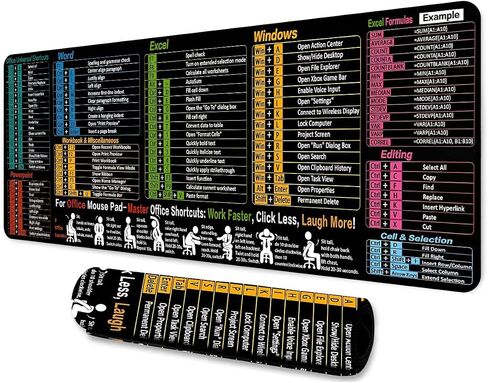 Excel Cheat Sheet Mouse Pad كبير XL مع Excel اختصار مفتاح مقاوم للماء غير قابلة للانزلاق لوحة الماوس لاستوديو مكتب كمبيوتر مكتب العودة إلى المدرسة 31.5x11.8 بوصة in Kuwait