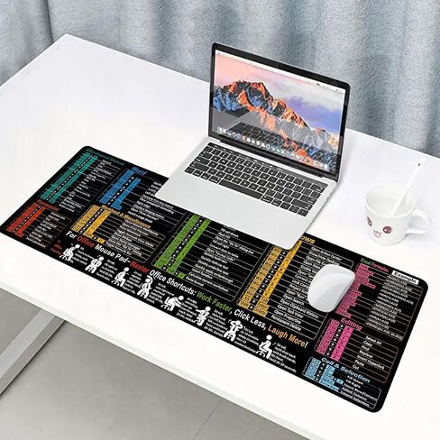 Excel Cheat Sheet Mouse Pad كبير XL مع Excel اختصار مفتاح مقاوم للماء غير قابلة للانزلاق لوحة الماوس لاستوديو مكتب كمبيوتر مكتب العودة إلى المدرسة 31.5x11.8 بوصة in Kuwait