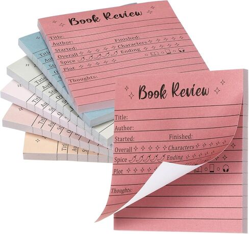 Maitys 6 Pcs Book Review Mini Sticky Notes Back to School Miranda Colorful Self-Stick Note Reading Tracker for Book Lovers Small Notepads Stickers for Bookworm Gift Teachers Students Accessories in Saudi Arabia