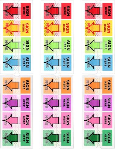600 PCS علامة هنا ملصقات ، قم بتسجيل هنا علامات تبويب لزجة ، وعلامات تسميات السهم وعلامة سهم ملونة لطلاب المدارس مستندات مكتب كتبنا تعليقات كتب المنزل (4 ألوان) in Kuwait
