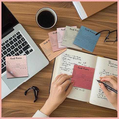 Maitys 6 Pcs Book Review Mini Sticky Notes Back to School Miranda Colorful Self-Stick Note Reading Tracker for Book Lovers Small Notepads Stickers for Bookworm Gift Teachers Students Accessories in Saudi Arabia