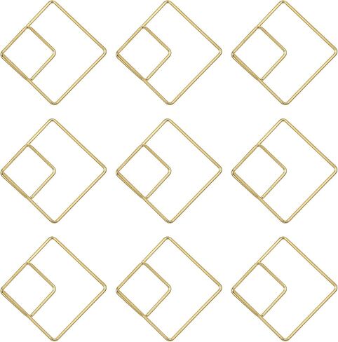 Square Geometric Paper Clips Gold, 60 Pcs Stainless Steel Paperclips Cute Decorative Fancy Mini Small Paperclips Bookmarks Paper Clips for Organizing Documents Photo Wedding Office Notes Decoration in Saudi Arabia