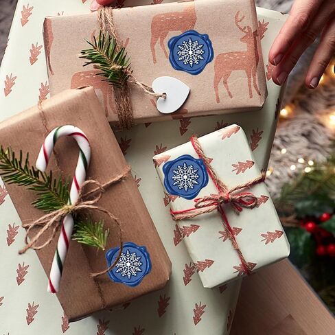 Whaline 50Pcs Winter Wax Seal Stickers Snowflake Envelope Seal Stickers Blue Silver 3D Self-Adhesive Embossed Decals for Christmas Greeting Invitation Card Gift in Saudi Arabia