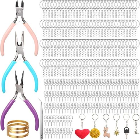 مجموعة حلقات مفاتيح LASNTEN 755 PCS بما في ذلك حلقات سلسلة مفاتيح 250pcs مع سلسلة ، حلقة قفزة 250pcs ، 250pcs دبابيس العين المسمار و 5 PCS مجوهرات كمادة مصممة لتصنيع سلسلة المفاتيح ، والحرف اليدوية ، ومشاريع DIY in Kuwait